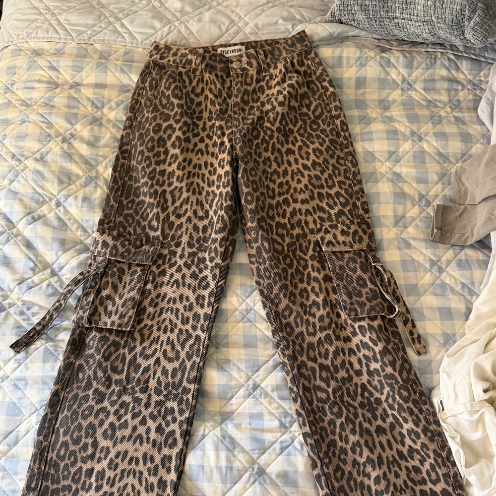 Leopard jeans cargo style wide leg New with tags